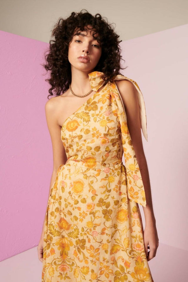 Kate Ford Alata Tie Cut Out Dress Multi Floral Size 12 - Dresses