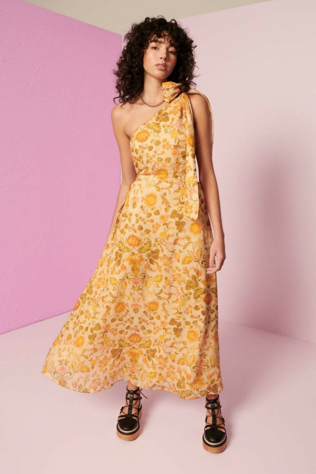 Kate Ford Alata Tie Cut Out Dress Multi Floral Size 12 - Dresses