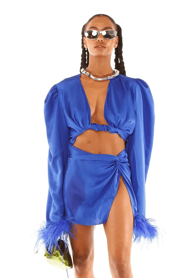 Khirzad Femme Tulum Feather Wrap Top  Top.