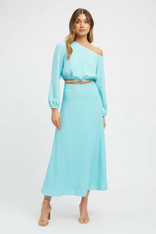 Kookai Brady Long Sleeve Top & Midi Skirt Set Blue | Passion For Fashion Kookai Brady Long Sleeve Top & Midi Skirt Set Blue | Passion For Fashion