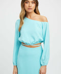 Kookai Brady Long Sleeve Top & Midi Skirt Set Blue - Outfit Sets