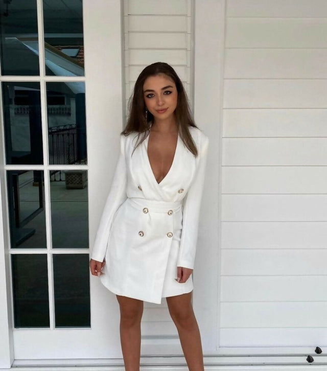 Kookai Edwina Blazer Dress White - 8 / White - Dresses