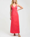 Kookai Poplin Vee Halter Dress in Candy Red - 6 / Red - Dresses