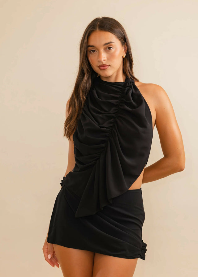 Koster Kulture Bobbies Mini Skirt & Top Black - Outfit Sets
