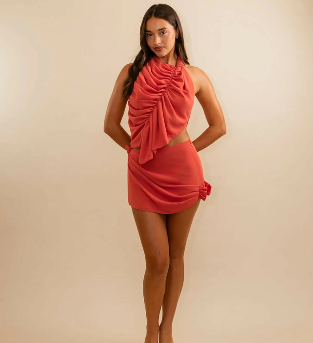 Koster Kulture Bobbies Mini Skirt & Top Coral - Outfit Sets
