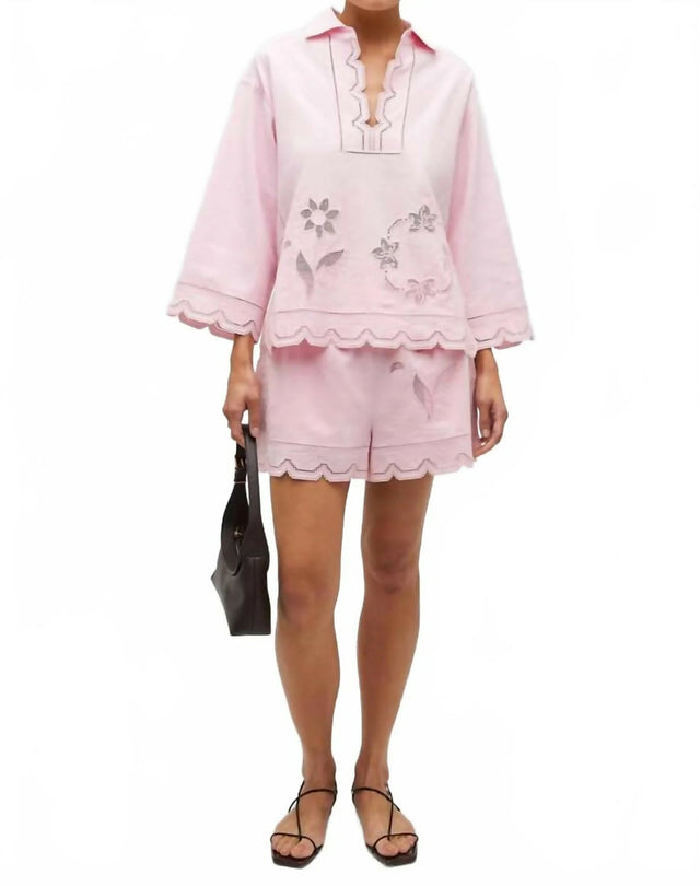 OROTON Tablecloth Lace Top & Lace Shorts Ballet Pink Size 10 AU