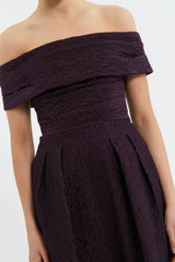 Rebecca Vallance Adalyn Off The Shoulder Midi Dress - Blackberry view 2