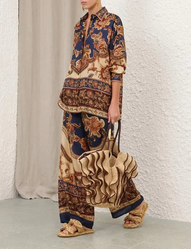 Zimmermann Aster Relaxed Shirt Size 0 and Pants Size 1 Set