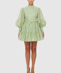 LeoLinAlexandraBeltedMiniDress-Evergreen3