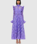 Leo Lin Aliyah Lace Butterfly Sleeve Midi Dress - Lavender - 10 / Violet - Dresses