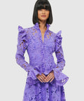 Leo Lin Aliyah Lace Butterfly Sleeve Midi Dress - Lavender - 10 / Violet - Dresses