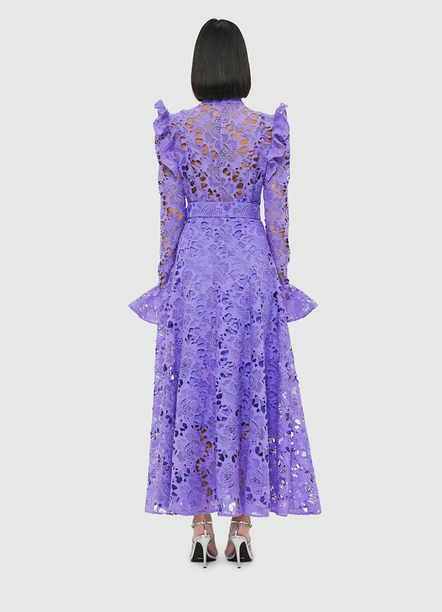 Leo Lin Aliyah Lace Butterfly Sleeve Midi Dress - Lavender - 10 / Violet - Dresses