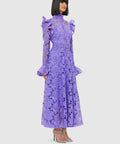 Leo Lin Aliyah Lace Butterfly Sleeve Midi Dress - Lavender - 10 / Violet - Dresses
