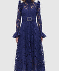 Leo Lin Aliyah Lace Butterfly Sleeve Midi Dress - Oxford Blue - 10 / Blue - Dresses