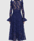 Leo Lin Aliyah Lace Butterfly Sleeve Midi Dress - Oxford Blue - 10 / Blue - Dresses