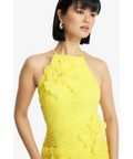 Leo Lin Amaya Floral Applique Gown in Sunshine - 6 / Yellow - Dresses