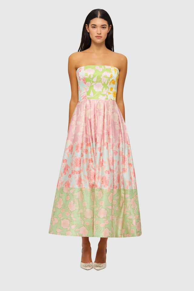 Leo Lin Ana Halterneck Maxi Dress in Anamone Splice Print - 8 / Multi - Dresses