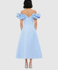 Leo Lin Annie Off Shoulder Frill Midi Dress - Sky Blue - 8 / Blue - Dresses