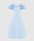 Leo Lin Annie Off Shoulder Frill Midi Dress - Sky Blue - 8 / Blue - Dresses
