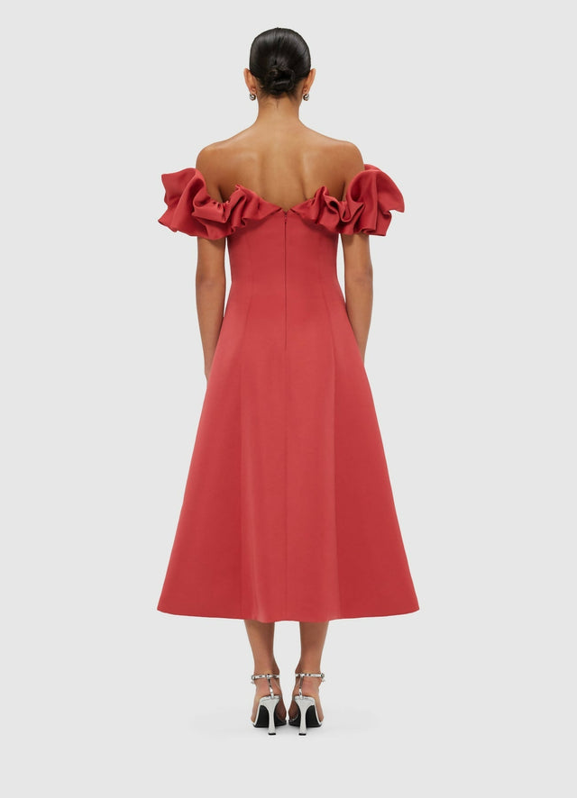 strapless open back dress Leo Lin Annie off Shoulder Midi Dress in Mulberry Size 10