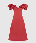 Leo Lin Annie off Shoulder Midi Dress in Mulberry Size 10 - 10 / Red - Dresses
