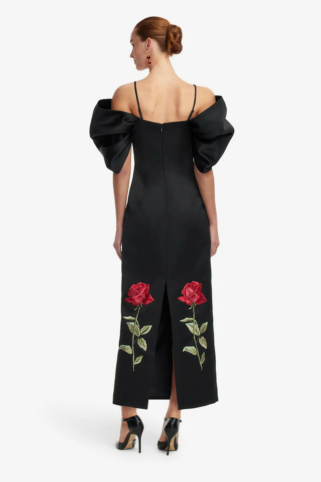 Leo Lin Arabella Embroidered Maxi - 16 / Black - Dresses