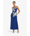 Leo Lin Ava Appliqué Floral Bustier Maxi Dress - Midnight Magnolia Print - Dresses