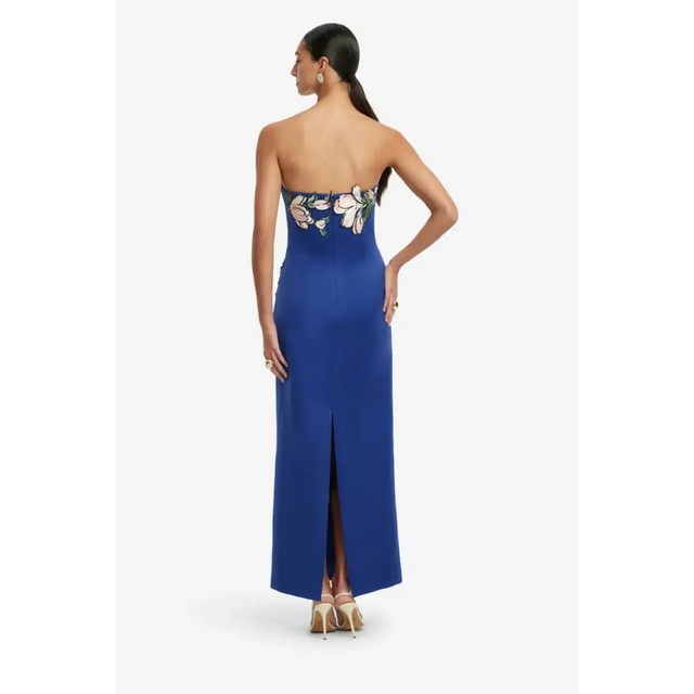 Leo Lin Ava Appliqué Floral Bustier Maxi Dress - Midnight Magnolia Print - Dresses