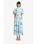 Leo Lin Bianca Midi Dress Garden Print Size 14 - 14 / Blue - Dresses