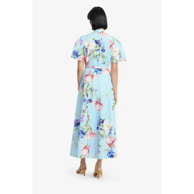 Leo Lin Bianca Midi Dress Garden Print Size 14 - 14 / Blue - Dresses