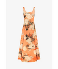 Leo Lin - Charlotte Maxi Dress - Hydrangea Print in Tangerine - 12 / Orange - Dresses