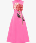 Leo Lin Cleo Applique Sleeveless Midi Fuchsia - Dresses