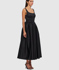 Leo Lin Colleen Midi Dress In Ebony Size 6 10 - Dresses