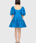 Leo Lin Electric Silk Linen Mini Dress - 10 / Blue - Dresses