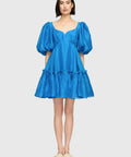 Leo Lin Electric Silk Linen Mini Dress - 10 / Blue - Dresses
