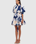 Leo Lin Eli Mini Dress Rosebud Print in Navy Size 8 12 - Dresses