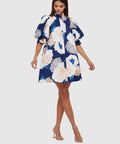 Leo Lin Eli Mini Dress Rosebud Print in Navy Size 8 12 - Dresses
