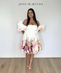 Leo Lin Eloise Puff Sleeve Mini Dress Cascade Floral Print Size 12 - 12 / Floral - Dresses