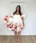 Leo Lin Eloise Puff Sleeve Mini Dress Cascade Floral Print Size 12 - 12 / Floral - Dresses