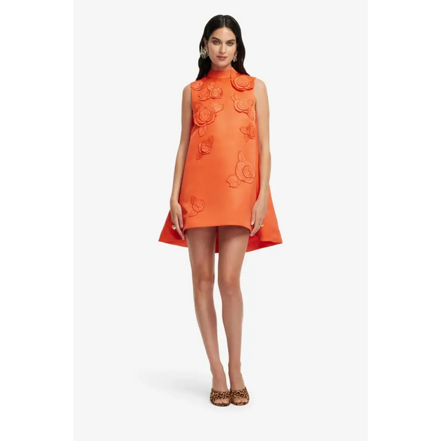 Leo Lin Fallon Appliqué Floral Mini Dress - Saffron - Dresses
