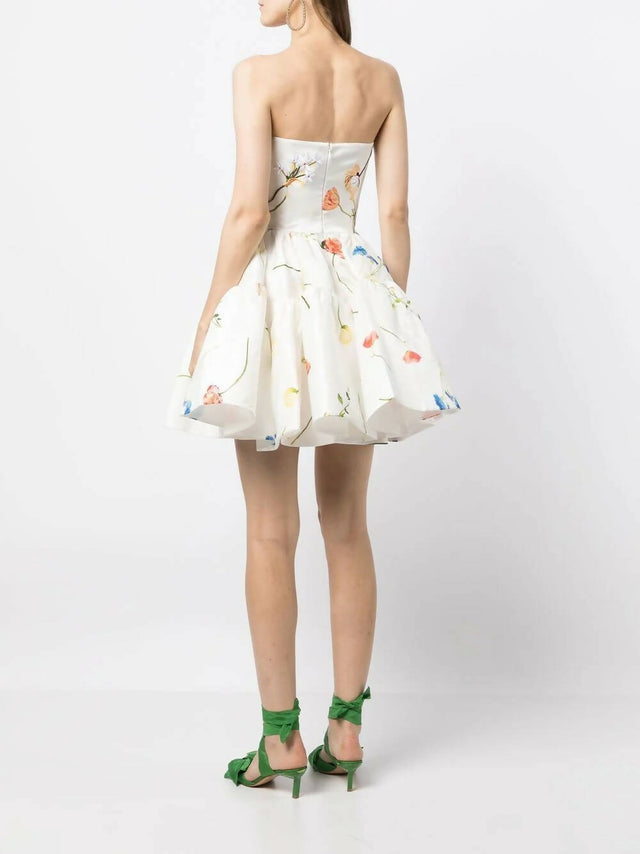 Leo Lin Fields Embroidered Mini Dress - 6 / Floral - Dresses