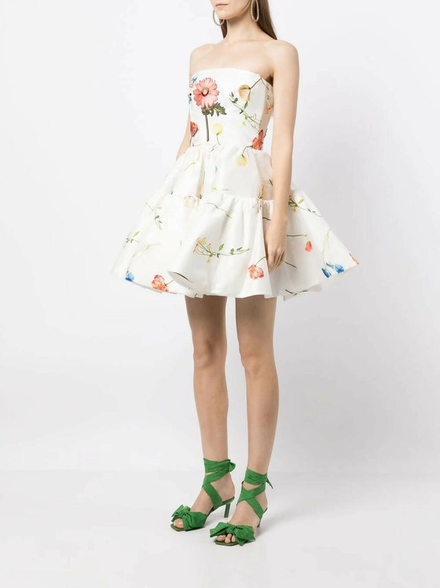 Leo Lin Fields Embroidered Mini Dress - 6 / Floral - Dresses