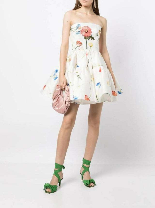 Leo Lin Fields Embroidered Mini Dress - 6 / Floral - Dresses