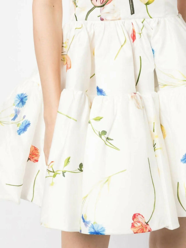 Leo Lin Fields Embroidered Mini Dress - 6 / Floral - Dresses