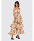 Leo Lin - Leo Lin Florescence Bustier Crop and Tiered Maxi Skirt