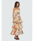 Leo Lin - Leo Lin Florescence Bustier Crop and Tiered Maxi Skirt