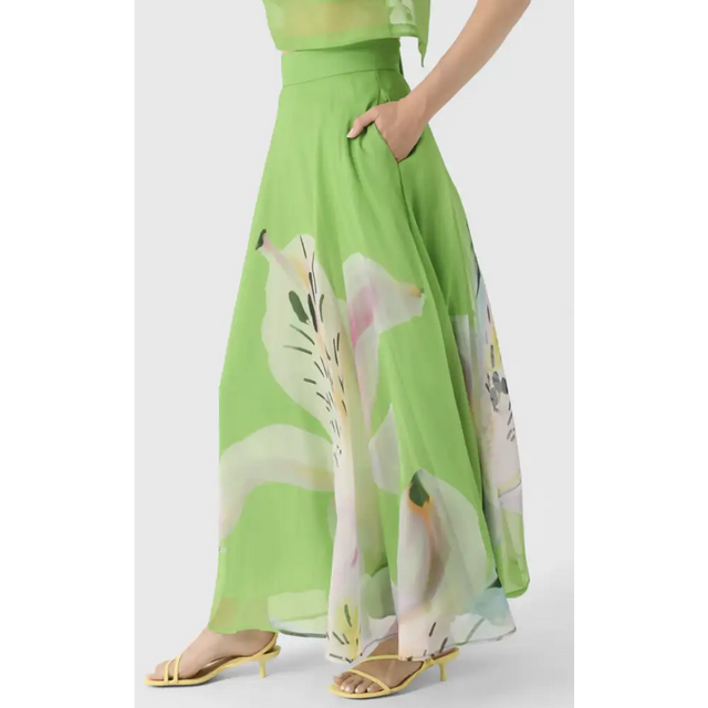 Leo Lin Indie Sleeve Top & Valeria Skirt Set Lily Print in Parakeet Sizes 8,10,12 - Outfit Sets