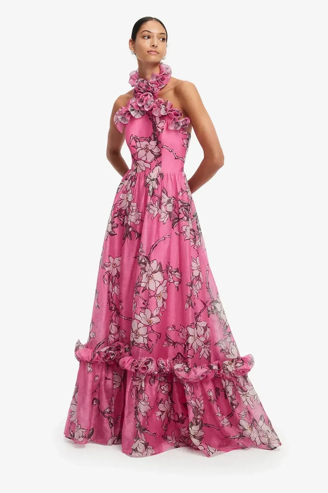 Leo Lin Isabelle Ruffled Halterneck Maxi Dress - Dresses