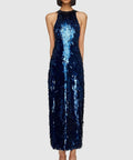 Leo Lin Juliette Sequin High Neck Maxi Dress - Neptune - 8 / Blue - Dresses