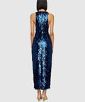 Leo Lin Juliette Sequin High Neck Maxi Dress - Neptune - 8 / Blue - Dresses